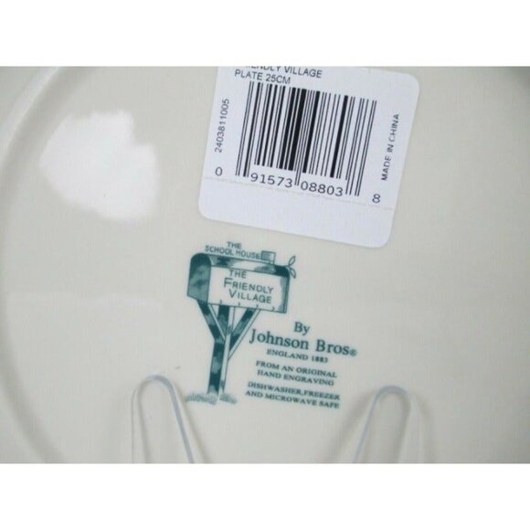 Johnson Bros FRIENDLY VILLAGE 10" DINNER PLATES School House England SET OF 4 - Picture 9 of 11